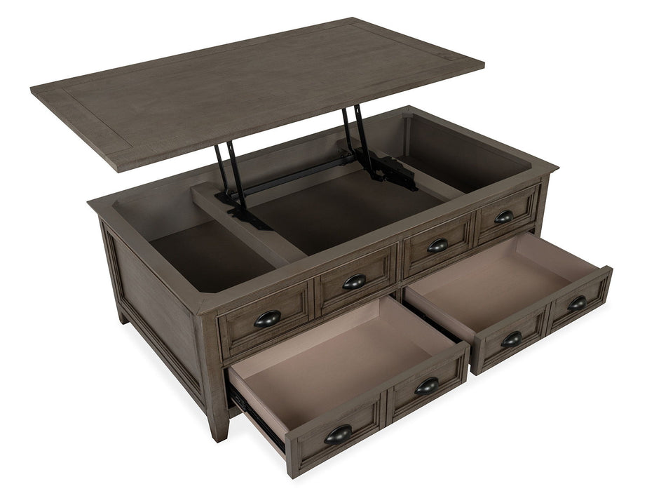 Paxton Place - Lift Top Storage Cocktail Table With Casters - Dovetail Grey