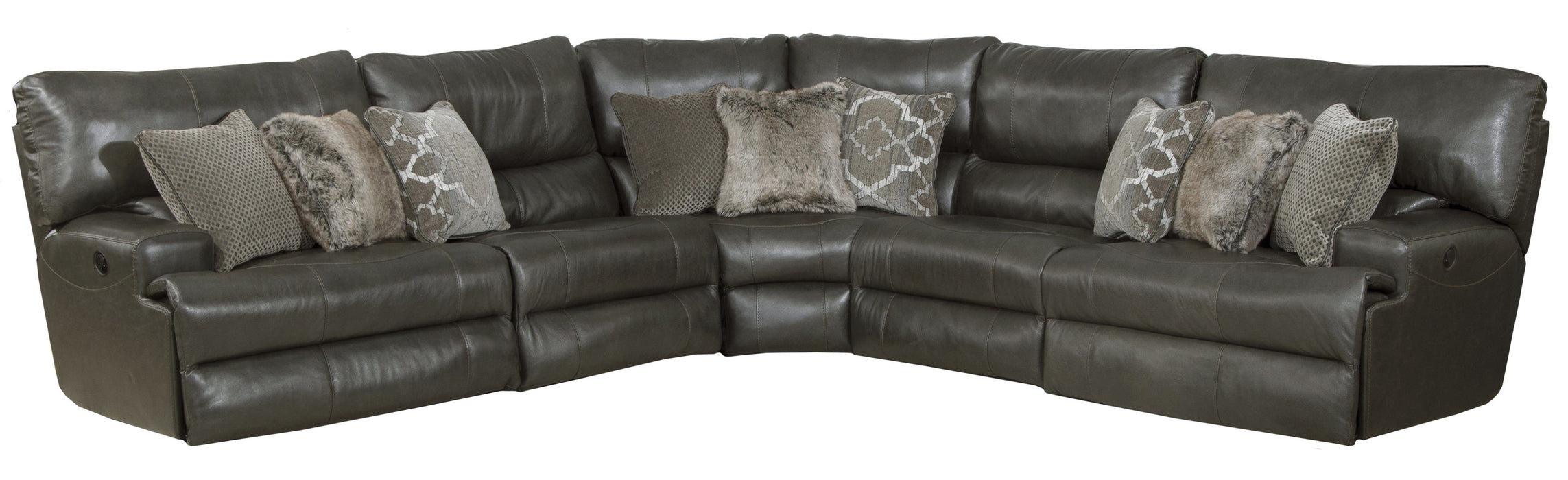 Como - 5 Piece Italian Leather Match Reclining Sectional