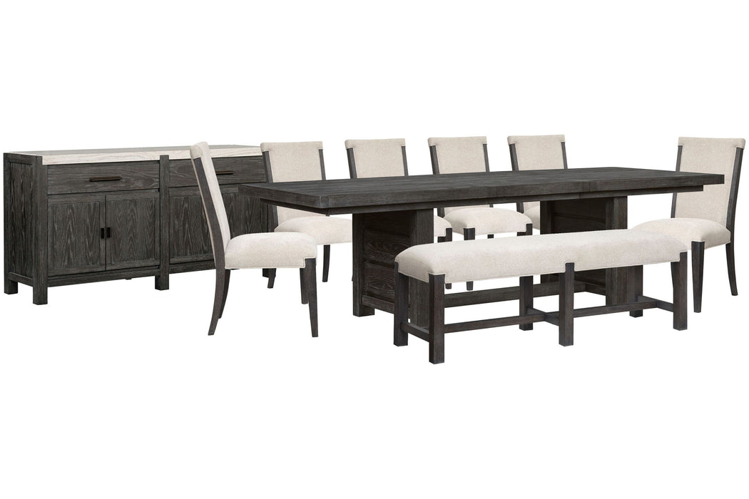 Plum Creek - 9 Piece Extendable Trestle Dining Table Set