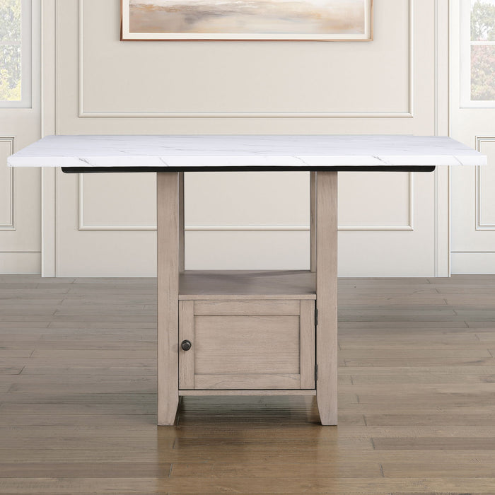 Taylor - Faux Marble Top Counter Table - White / Light Brown