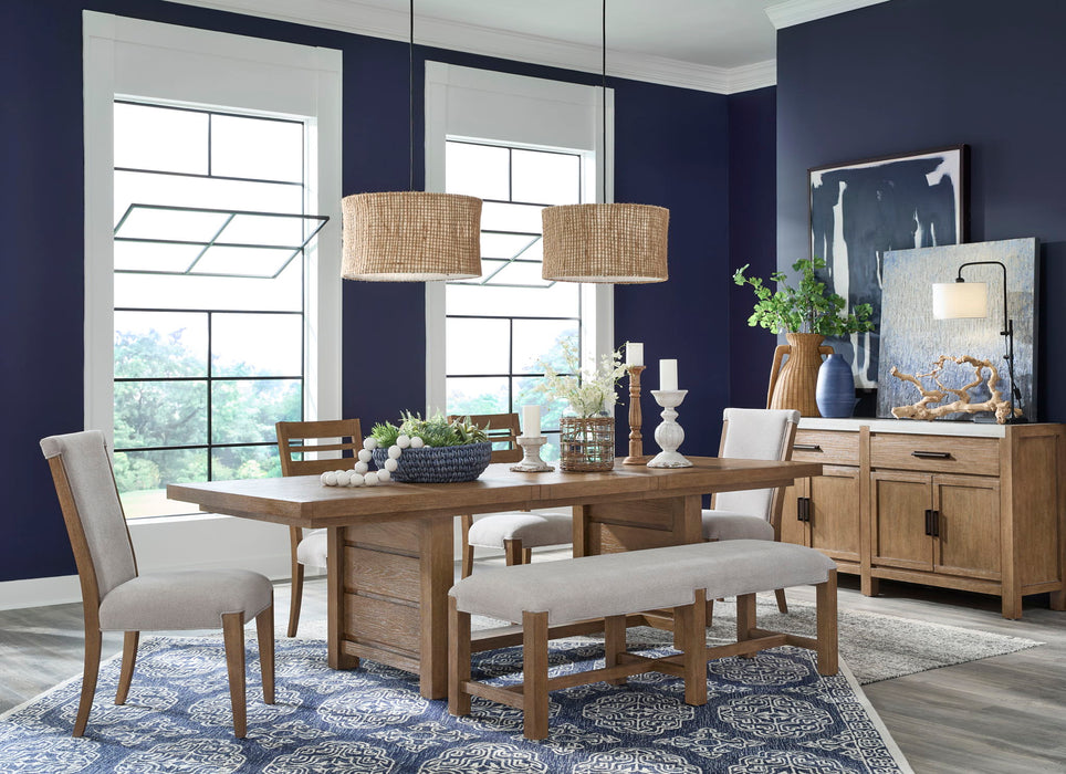 Plum Creek - 6 Piece Extendable Trestle Dining Table Set