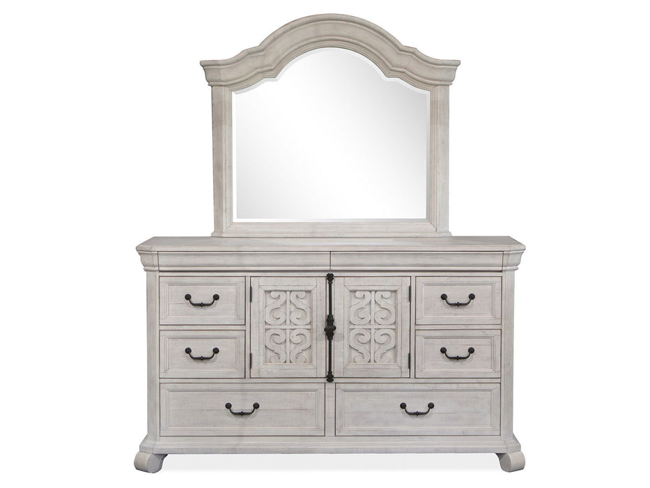 Bronwyn - Drawer Dresser With Shaped Mirror - Alabaster