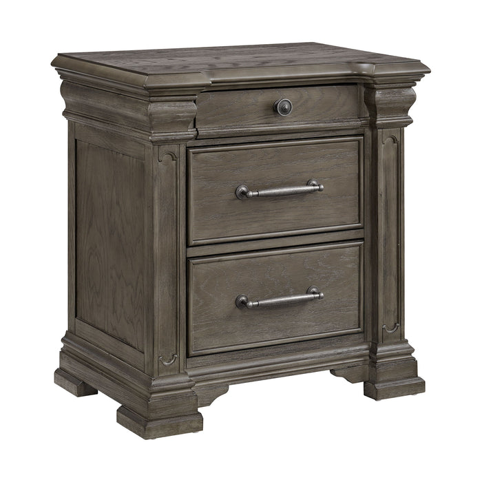 Kings Court - 3-Drawer Nightstand (Sliding Top) - Gray