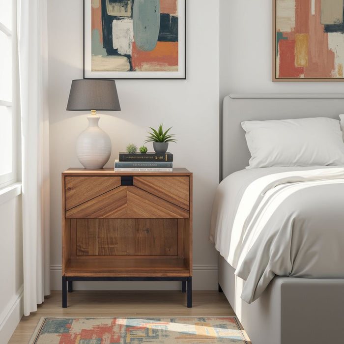 Astoria - Nightstand - Natural Herringbone