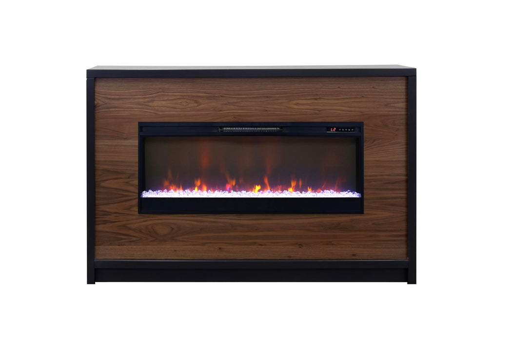 Aria - 62" Fireplace Mantel - Black / Walnut