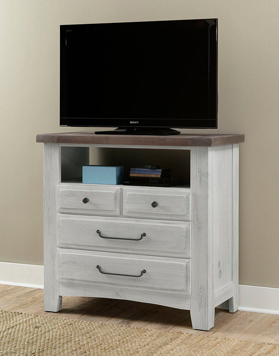 Sawmill - 4-Drawer Media Chest - Alabaster 2-Tone