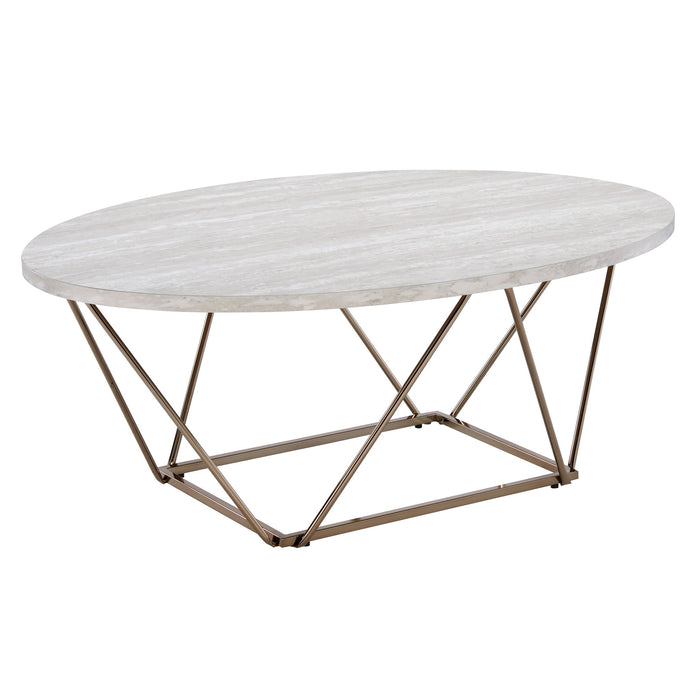 Rowan - Faux Marble Top Coffee Table - Gray