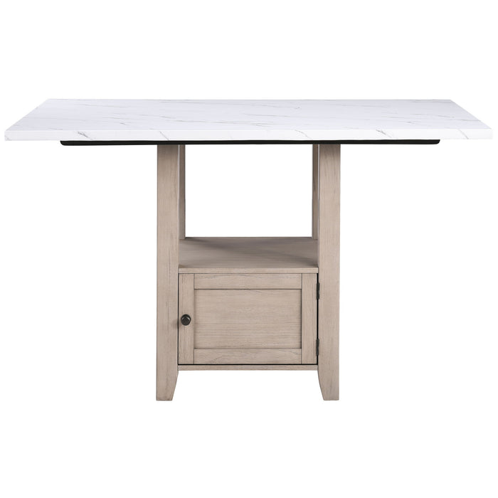 Taylor - Faux Marble Top Counter Table - White / Light Brown
