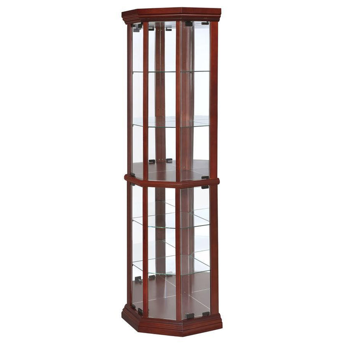 Appledale - 6-Shelf Corner Curio Display Cabinet - Medium Brown