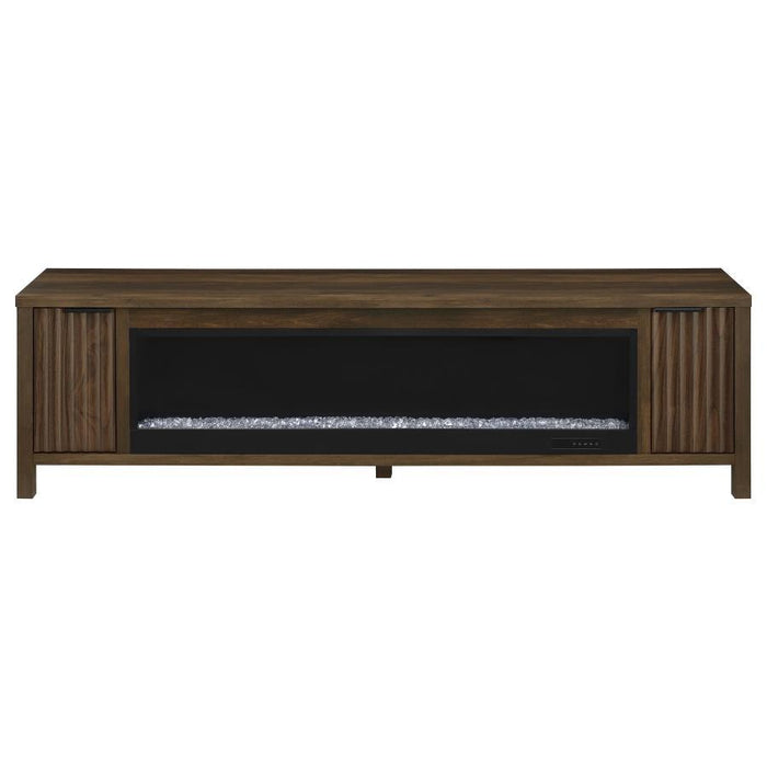 Carey - 79" TV Stand Fireplace Media Console - Dark Pine