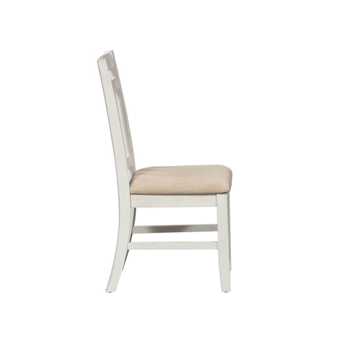 Summerville - Slat Back Side Chair - Soft White Wash / Wirebrushed Gray