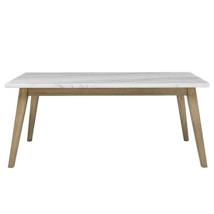 Vida - Marble Top Dining Table - White / Light Brown