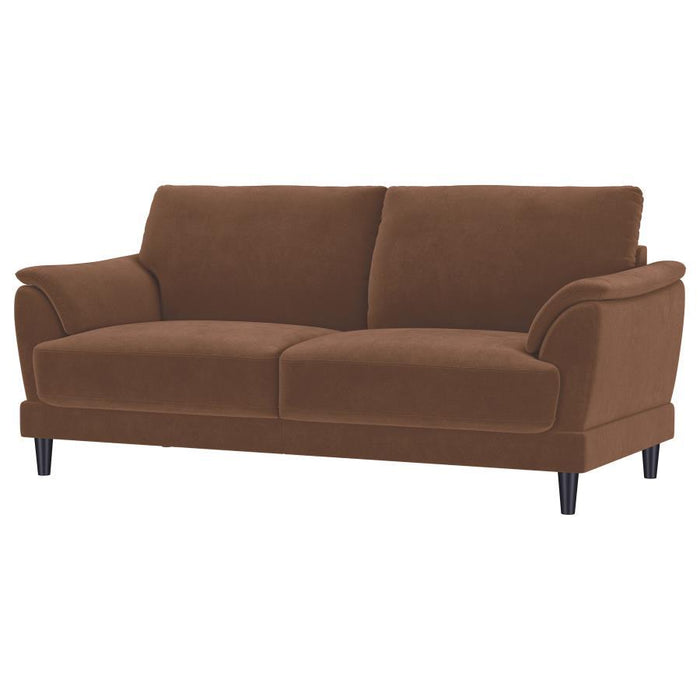 Selma - Velvet Upholstered Crescent Arm Sofa - Rust