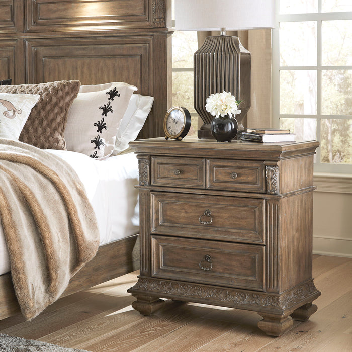 Carlisle Court - Bedside Chest With Charging Station - Medium Brown