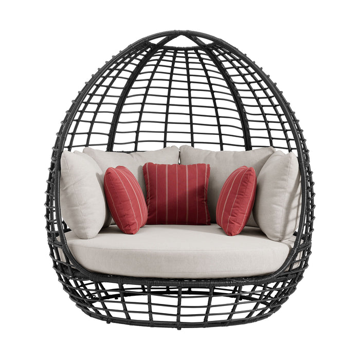 Playa - Twin Egg Chair With 3 Pillows - Dark Gray / Beige