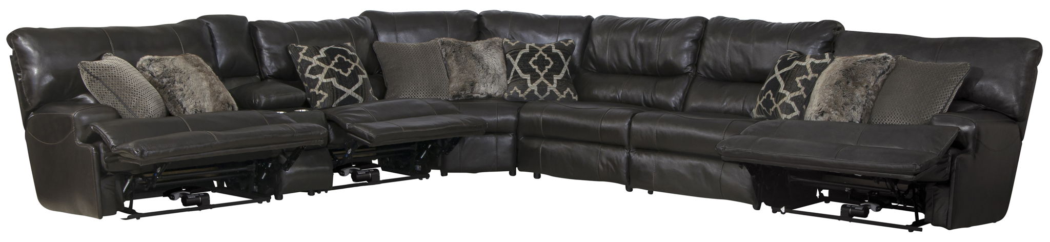 Como - 7 Piece Italian Leather Match Reclining Sectional