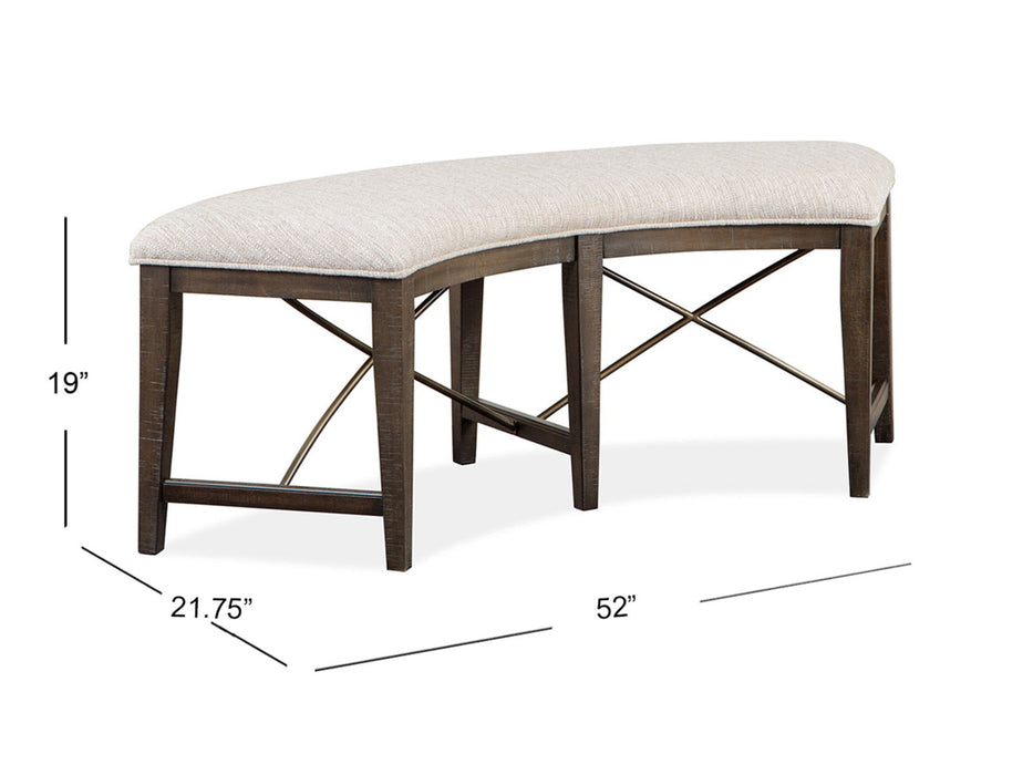 Westley Falls - Curved Bench With Upholstered Seat - Graphite