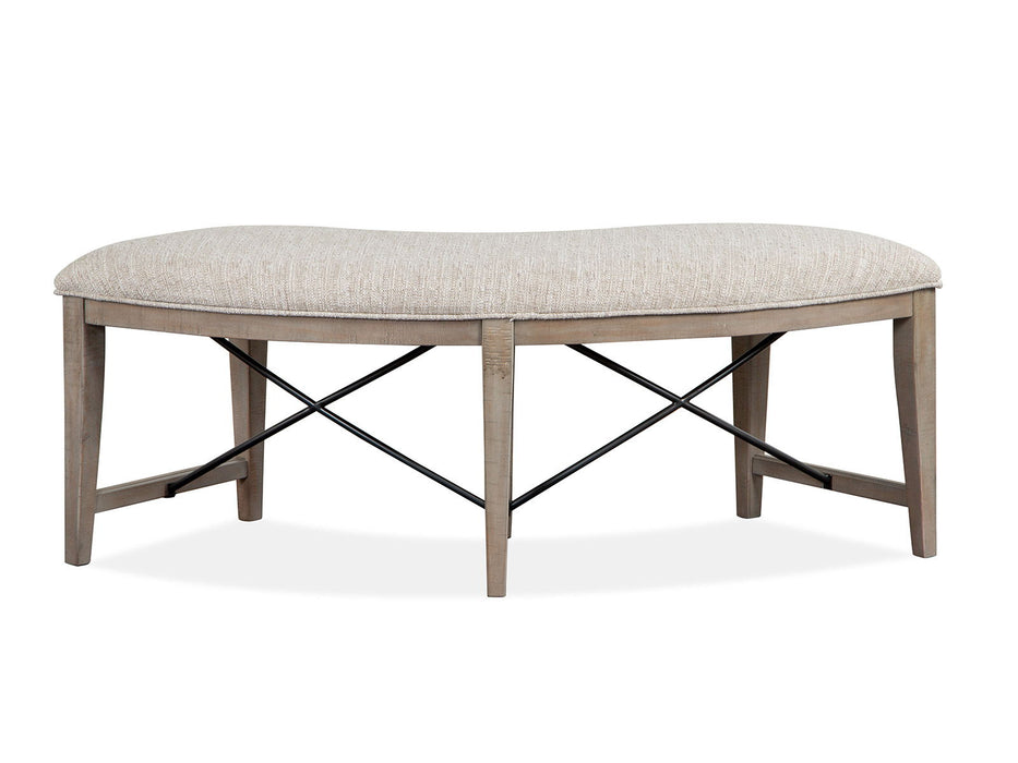 Paxton Place - Curved Bench With Upholstered Seat - Dovetail Gray