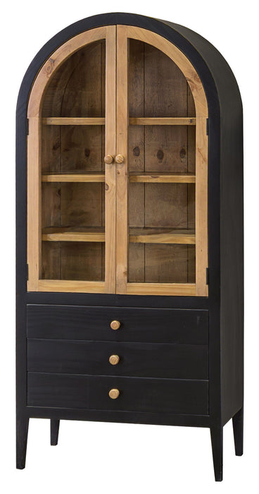Brownfield - Curved Display Cabinet - Black / Driftwood