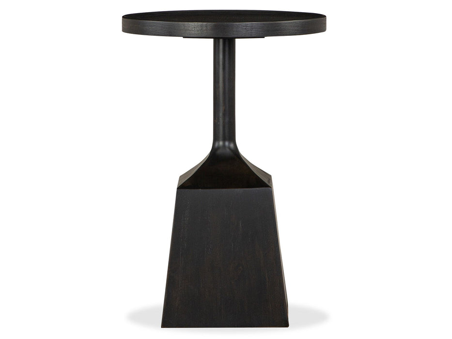Lindon - Dark Round Pedestal Accent End Table - Belgian Wheat