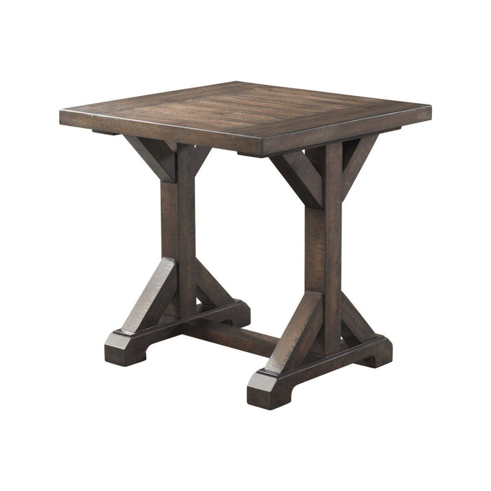 Finn - 3 Piece Accent Trestle Table Set-Coffee Table & Two End Tables - Dark Walnut