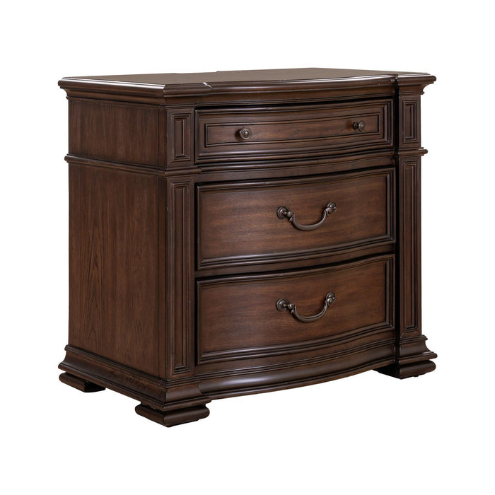 Providence Park - Bedside Chest With Charging Station - Chateau Brown