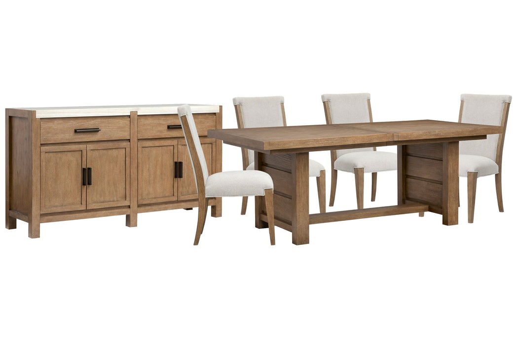 Plum Creek - 6 Piece Extendable Trestle Dining Table Set