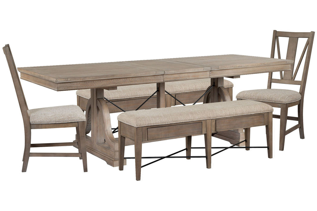 Paxton Place - Extendable Trestle Dining Table Set