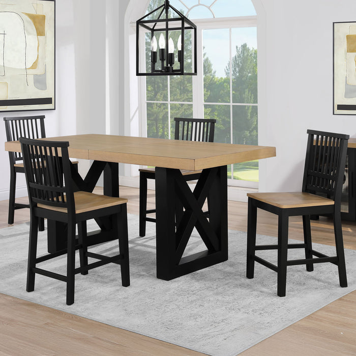 Magnolia - 5 Piece Counter Table Dining Set - Black / Light Brown