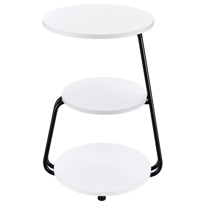 Hilly - 3-Tier Round Accent Side Table - White And Black