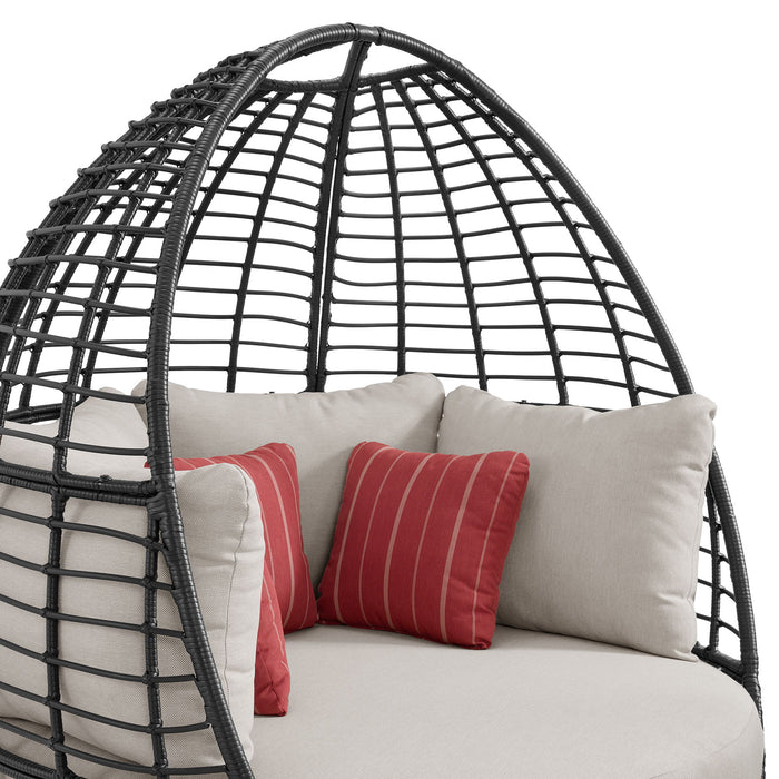 Playa - Twin Egg Chair With 3 Pillows - Dark Gray / Beige