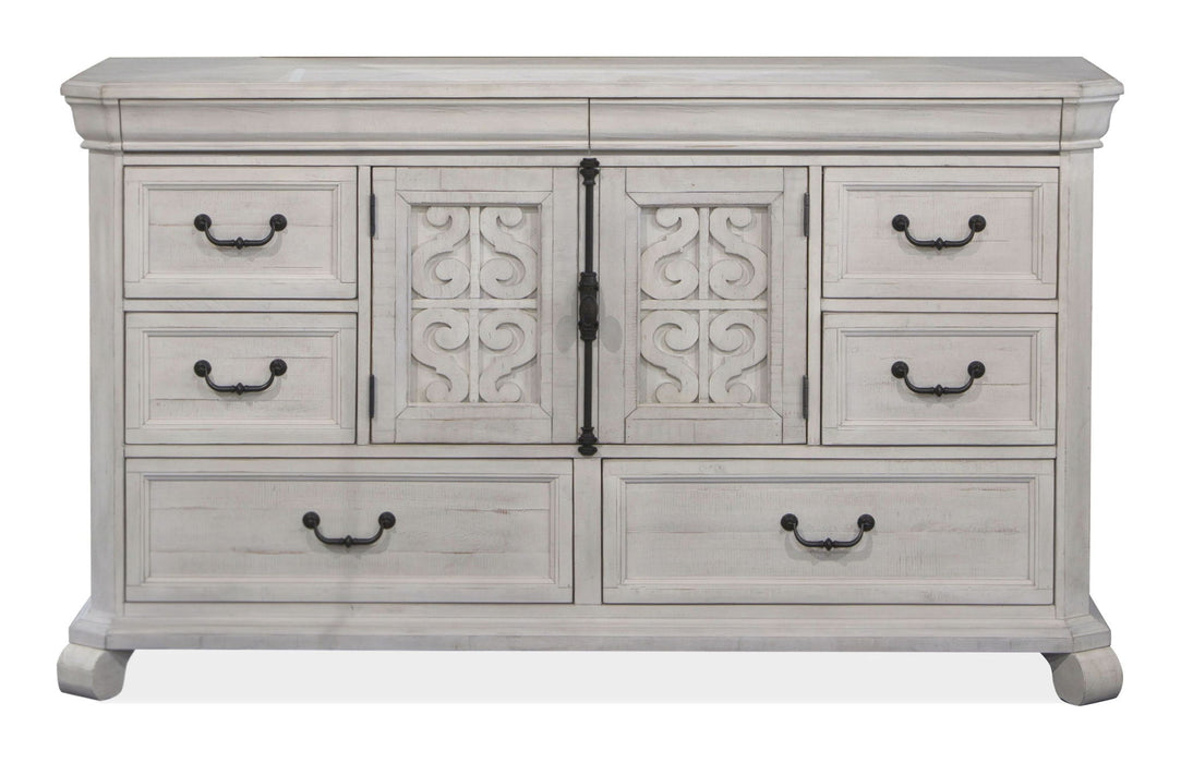 Bronwyn - Drawer Dresser With Shaped Mirror - Alabaster