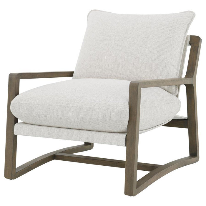 Geneva - Boucle Upholstered Wood Arm Accent Chair - Sand