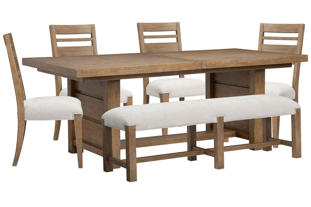 Plum Creek - 6 Piece Extendable Trestle Dining Table Set