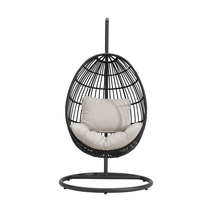 Playa - Swing Egg Chair With Base And Pillar - Dark Gray / Beige