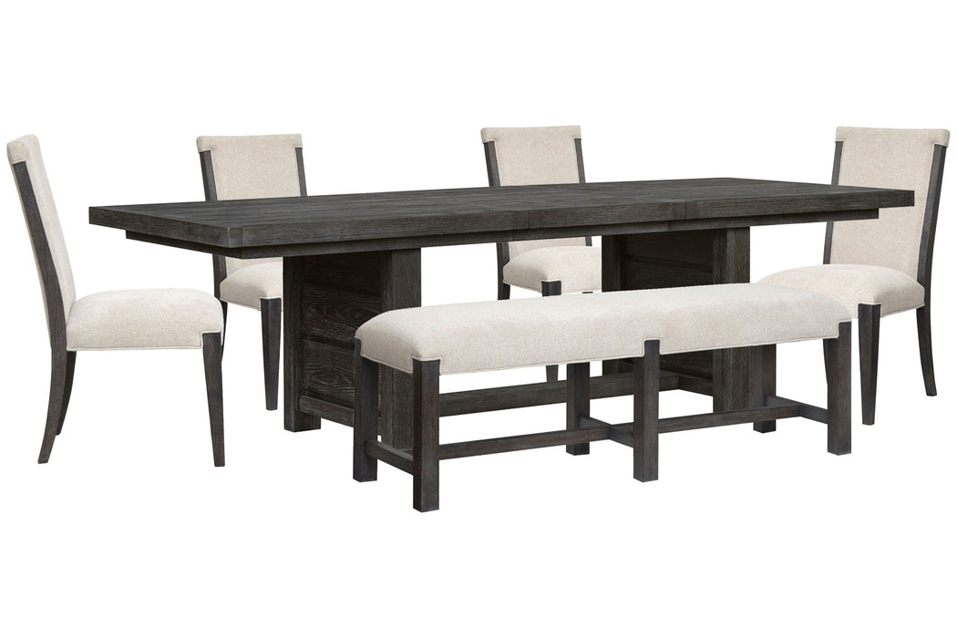 Plum Creek - 6 Piece Extendable Trestle Dining Table Set