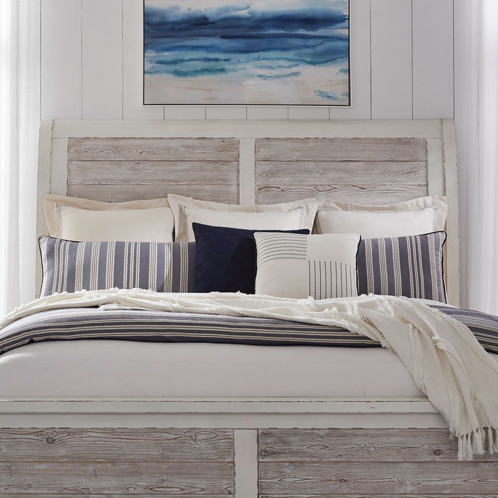 Backroads - King Sleigh Headboard - Weathered White