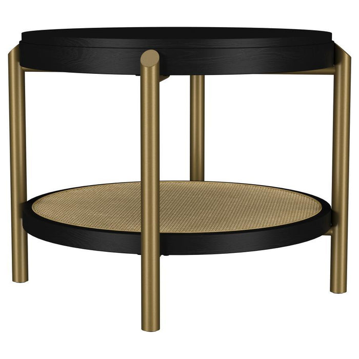 Arini - Round End Side Table With Storage Shelf