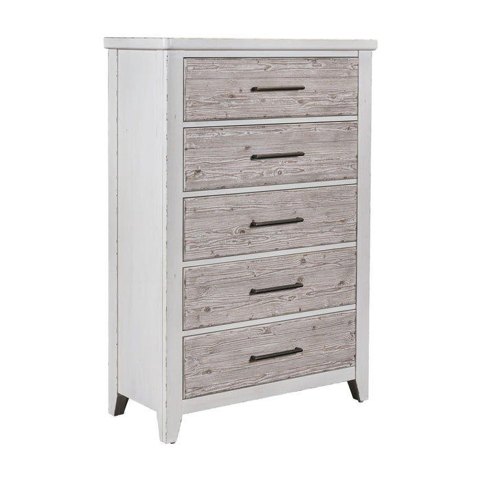 Backroads - 5 Drawer Chest - Weathered White