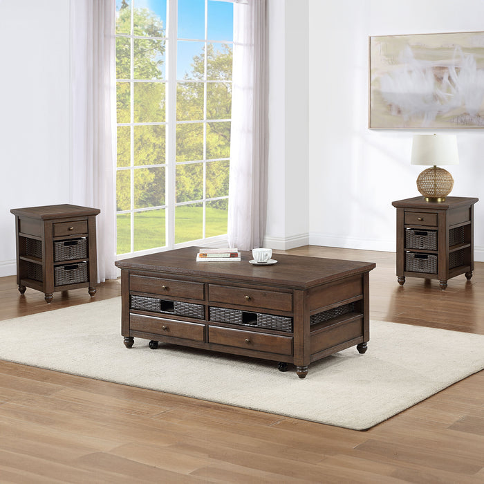 Oliver - 3 Piece Lift-Top Table Set - Brown