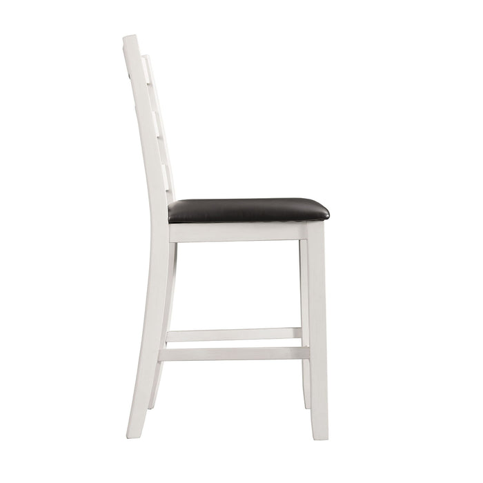 Martin - Counter Side Chair With Black PU (Set of 2) - White Finish