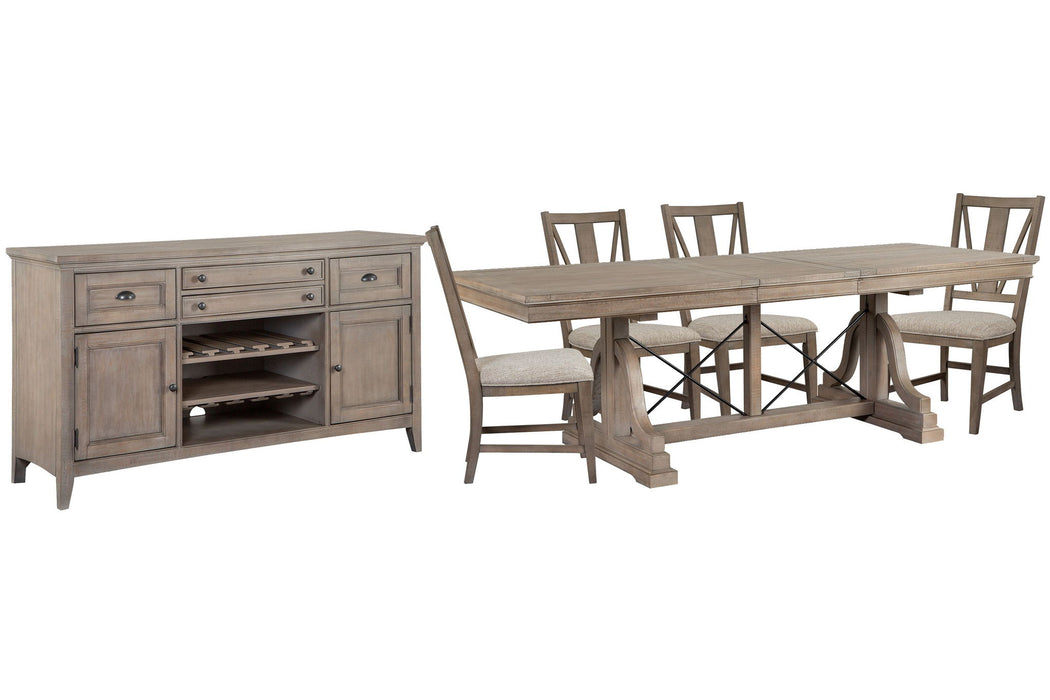 Paxton Place - Extendable Trestle Dining Table Set