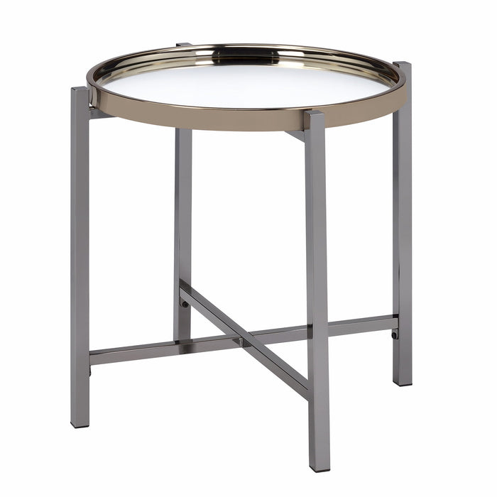 Edith - Round End Table - Dark Nickel