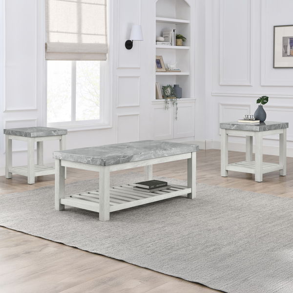 Canova - 3 Piece Marble Table Set - Gray