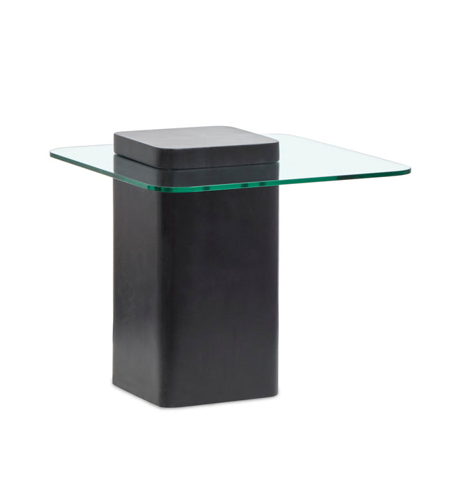 Donora - Square End Table - Clear Glass And Obsidian