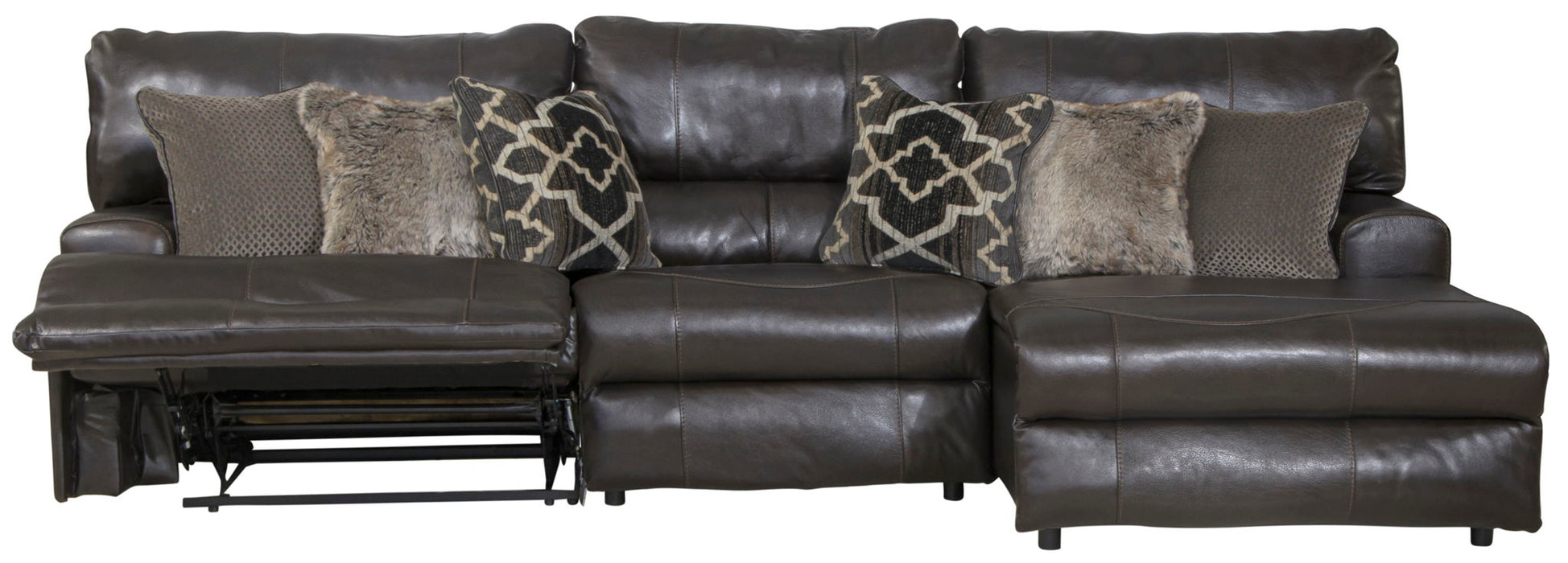 Como - 3 Piece Italian Leather Match Reclining Sectional