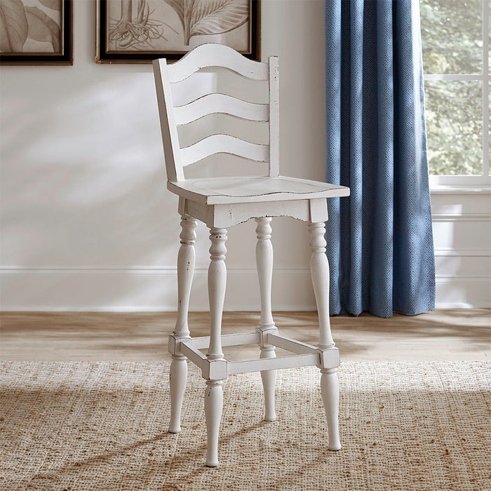 Magnolia Manor - Ladderback Swivel Bar Stool - Antique White