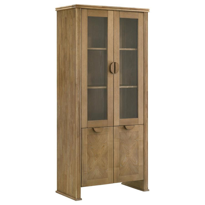 Adina - Tall Display Cabinet - Distressed Light Brown