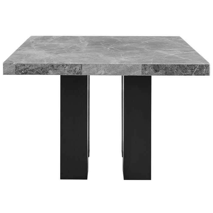 Camila - Square Gray Marble Top Table - Dark Gray