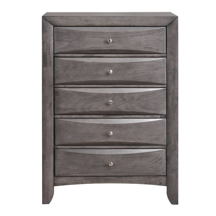 Emily - 5-Drawer Chest (Sturdy) - Gray